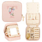 Enthralite Travel Jewelry Box for Girls: Traveling Ring Case Gift for Women - Mini Organizer for Necklaces Earrings White A