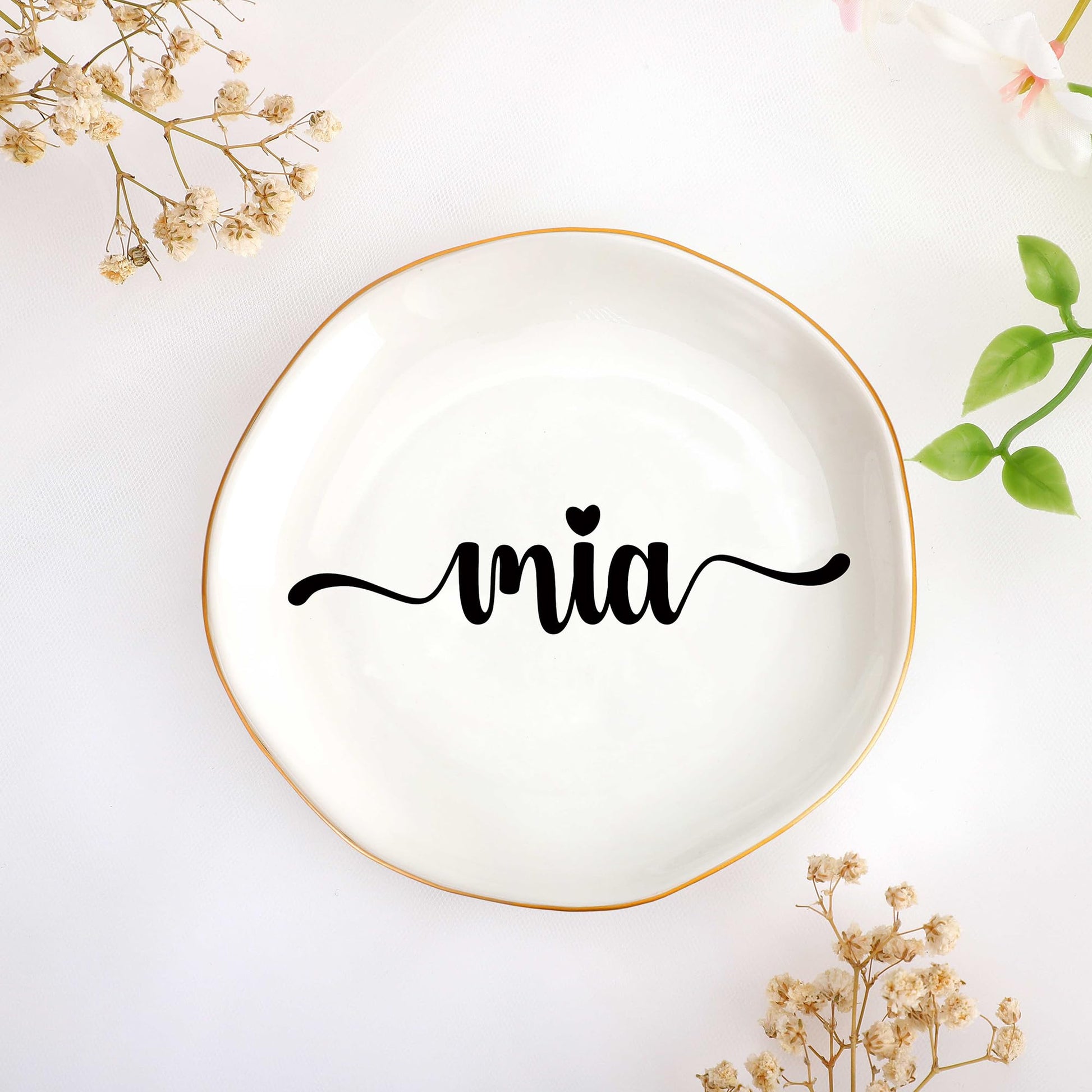 JoycuFF Initial A Ceramic Jewelry Tray, Bridesmaid Bride Gifts, Engagement Birthday Best Friend Mom Grandma Sister Gifts for Women, Trinket Dish for Rings Earrings Necklaces Bracelets Keys