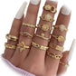 FAXHION 24-60 Pcs Gold Stackable Rings for Women, Knuckle Rings Chunky Gold Ring Set Dainty Stacking Cute Rings, Multiple Sizes Cute Jewelry Set Gift