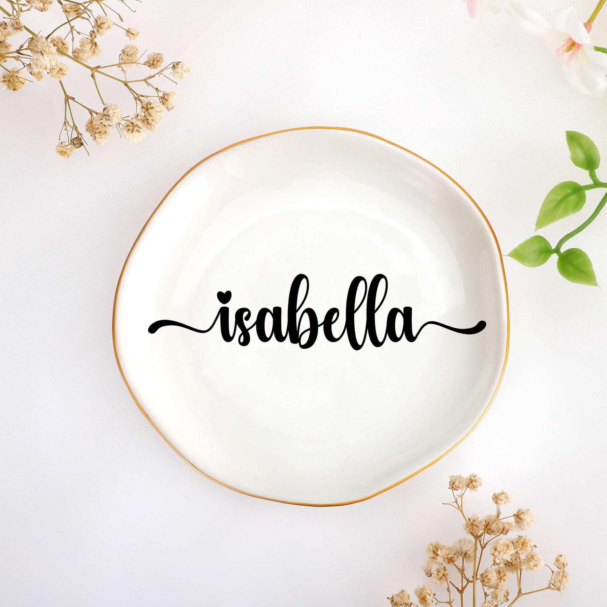 JoycuFF Initial A Ceramic Jewelry Tray, Bridesmaid Bride Gifts, Engagement Birthday Best Friend Mom Grandma Sister Gifts for Women, Trinket Dish for Rings Earrings Necklaces Bracelets Keys