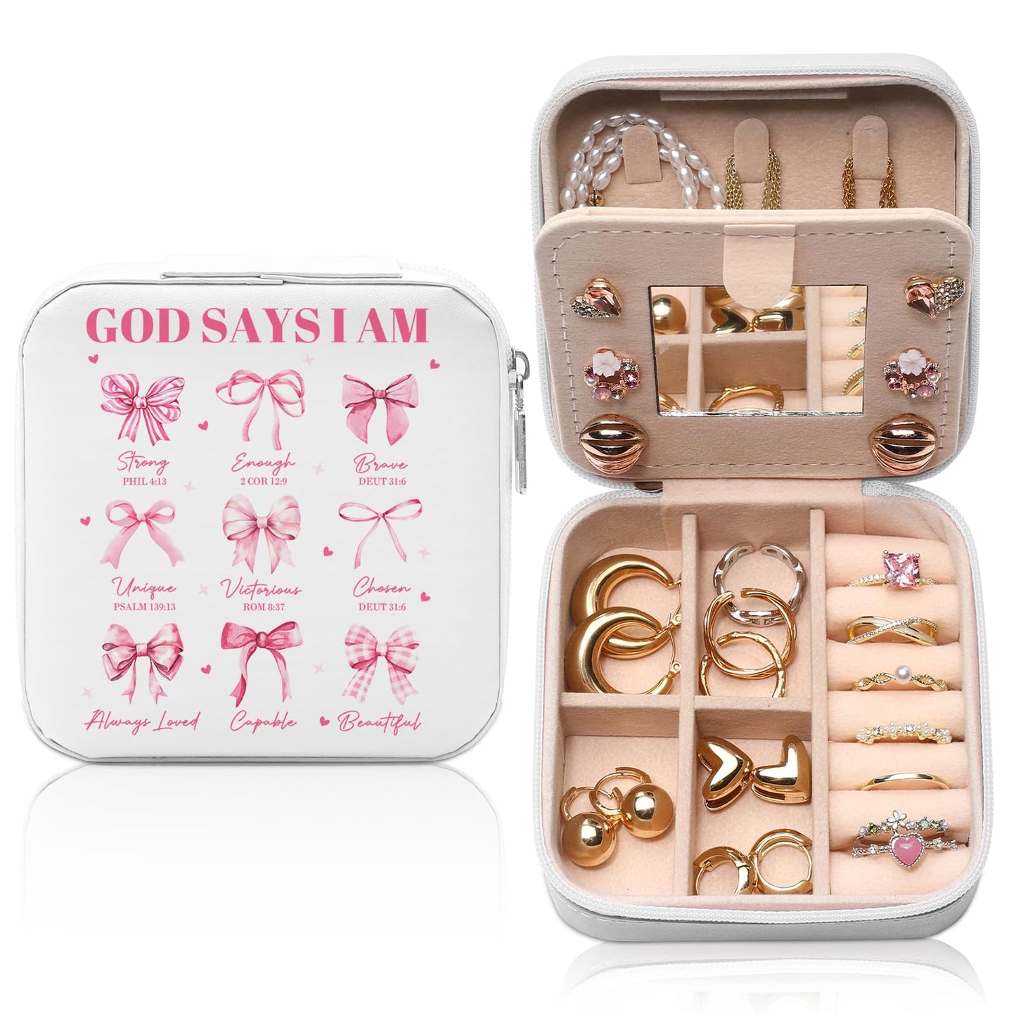 GAOLZIUY Christian Gifts for Women Girls, Inspirational Religious Birthday Gifts Butterfly Travel Jewelry Box, Spiritual Catholic Faith Prayer Gift for Friends, Mom, Sister