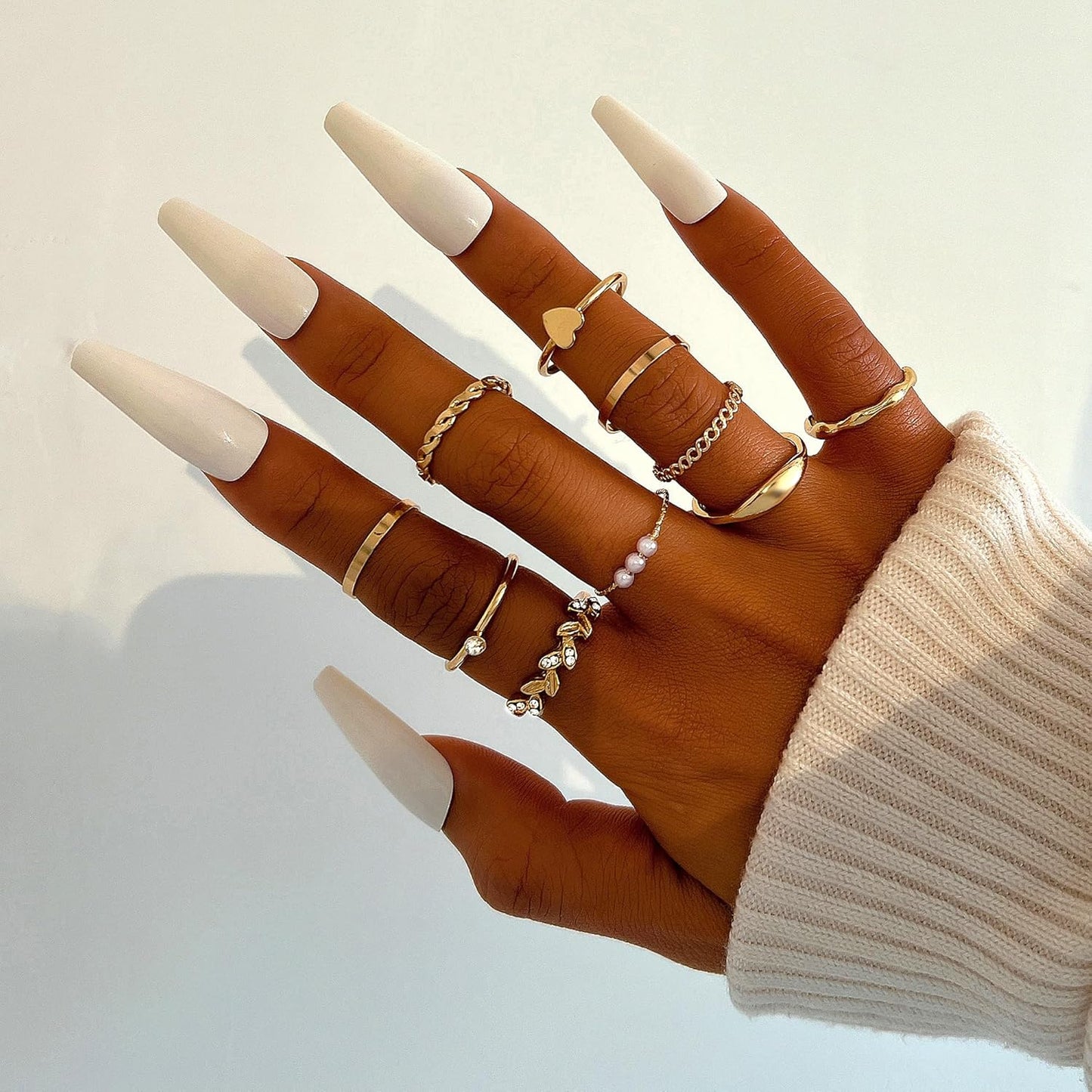 FAXHION 24-60 Pcs Gold Stackable Rings for Women, Knuckle Rings Chunky Gold Ring Set Dainty Stacking Cute Rings, Multiple Sizes Cute Jewelry Set Gift