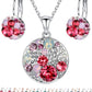 Leafael Ocean Bubble Women's Crystal Jewelry Set Costume Fashion Pendant Necklace Earring, Silver Tone or 18K Rose Gold Plated, 18" + 2", Birthday Gifts for Women
