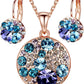 Leafael Ocean Bubble Women's Crystal Jewelry Set Costume Fashion Pendant Necklace Earring, Silver Tone or 18K Rose Gold Plated, 18" + 2", Birthday Gifts for Women