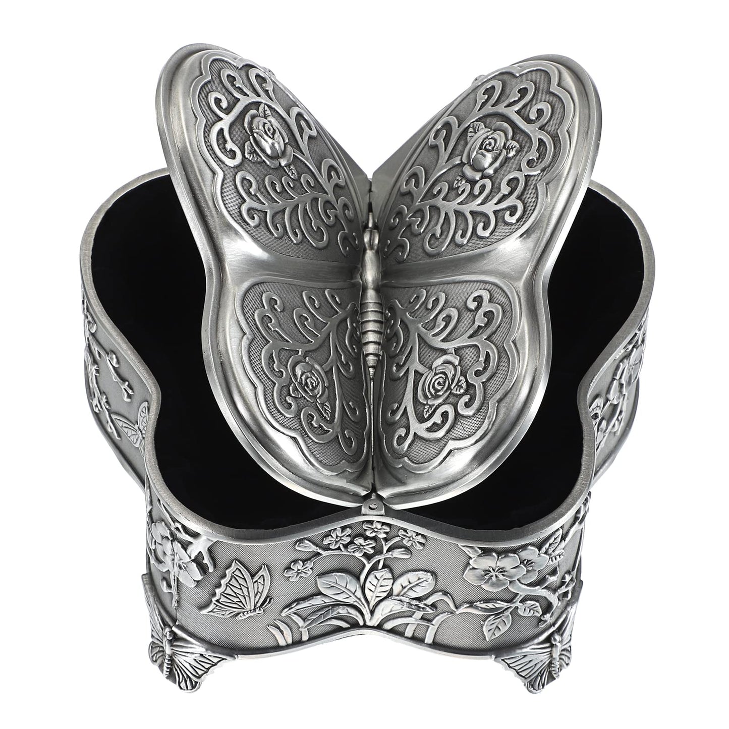 Hipiwe Vintage Metal Jewelry Trinket Box - Butterfly Shape Jewelry Organizer Treasure Chest Ring Holder, Earrings Necklace Storage Box Keepsake Box for Women