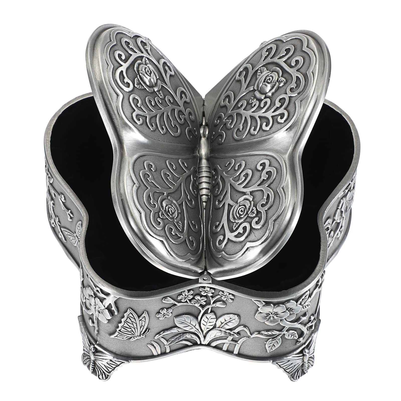 Hipiwe Vintage Metal Jewelry Trinket Box - Butterfly Shape Jewelry Organizer Treasure Chest Ring Holder, Earrings Necklace Storage Box Keepsake Box for Women