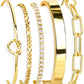 Gokeey Gold Bracelets Set for Women Non Tarnish, Waterproof 14K Gold Plated Sterling Silver Chunky Cuff Bracelet Stackable Gold Bangles Bracelet for Women Trendy Fashion Accessories Tie Knot Cuban Rope Paperclip Beaded Bracelet Stack Jewelry Mothers Day G