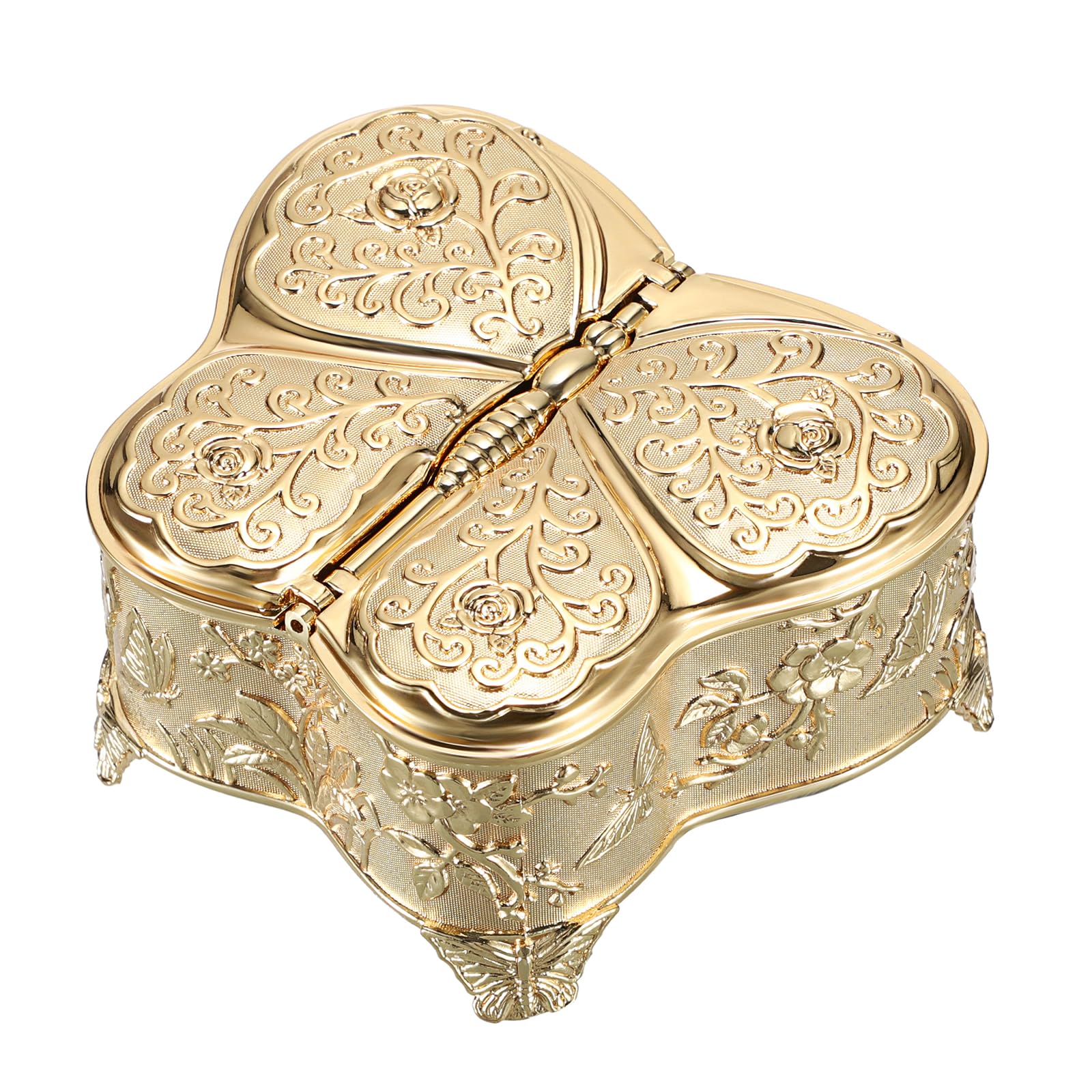 Hipiwe Vintage Metal Jewelry Trinket Box - Butterfly Shape Jewelry Organizer Treasure Chest Ring Holder, Earrings Necklace Storage Box Keepsake Box for Women