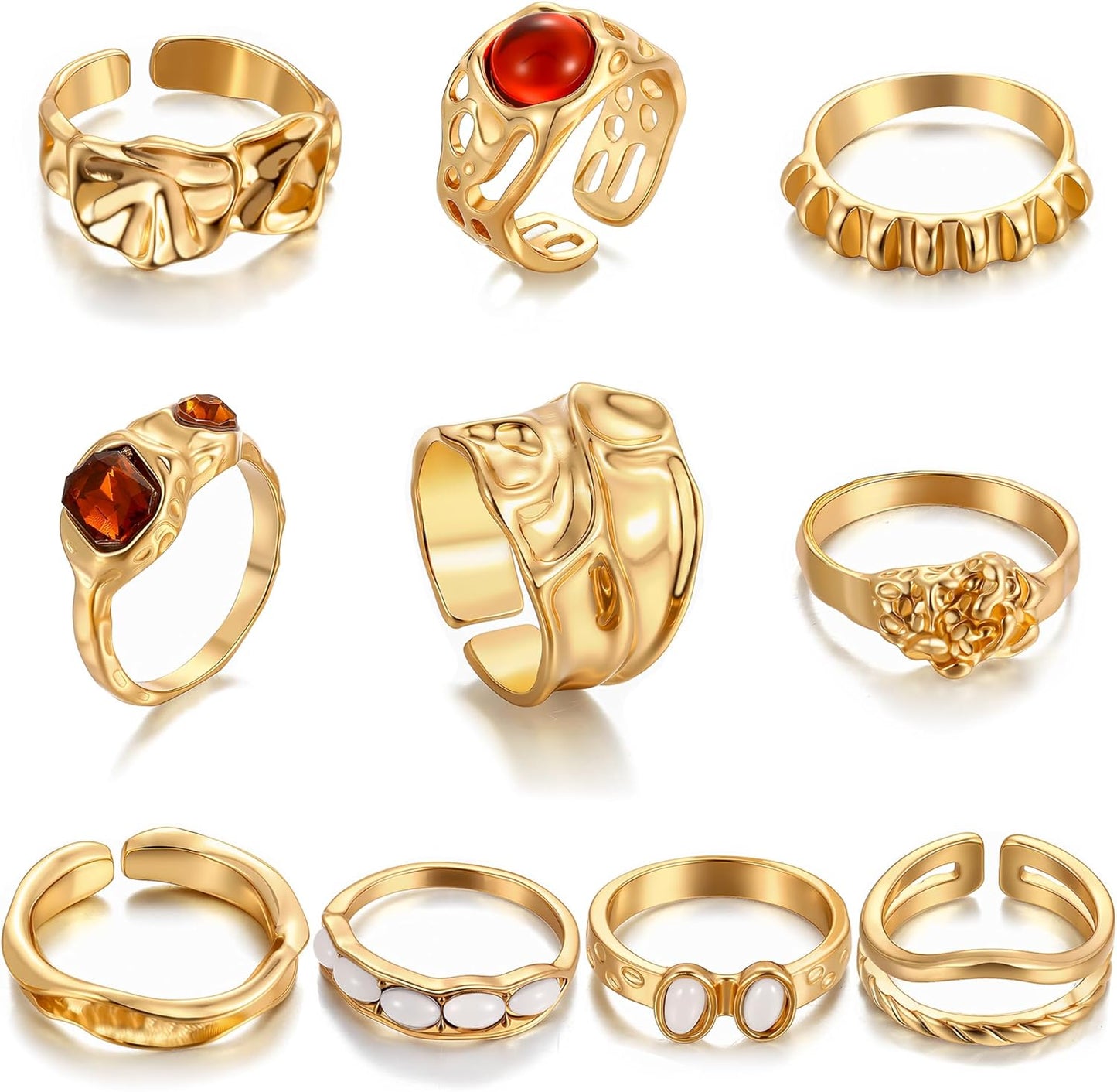 iF YOU 25 Pcs Gold Stackable Ring Set for Women, Chunky Knuckle Finger Midi Rings, Silver Simple Stacking Cute Rings Pack Trendy Stuff Jewelry Gift