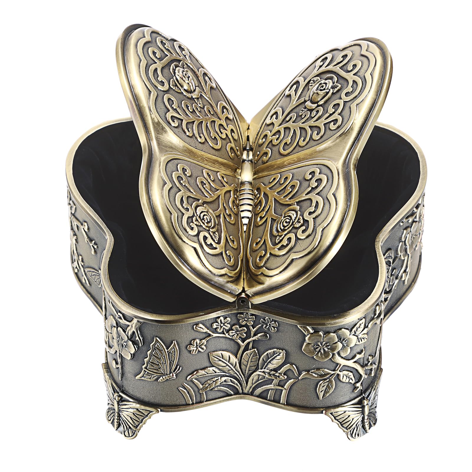 Hipiwe Vintage Metal Jewelry Trinket Box - Butterfly Shape Jewelry Organizer Treasure Chest Ring Holder, Earrings Necklace Storage Box Keepsake Box for Women
