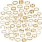 YEEZII 68 Pcs Gold Knuckle Rings Set for Women, Stackable Boho Joint Finger Midi Rings Silver Hollow Carved Crystal Stacking Ring Pack for Gift