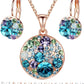 Leafael Ocean Bubble Women's Crystal Jewelry Set Costume Fashion Pendant Necklace Earring, Silver Tone or 18K Rose Gold Plated, 18" + 2", Birthday Gifts for Women