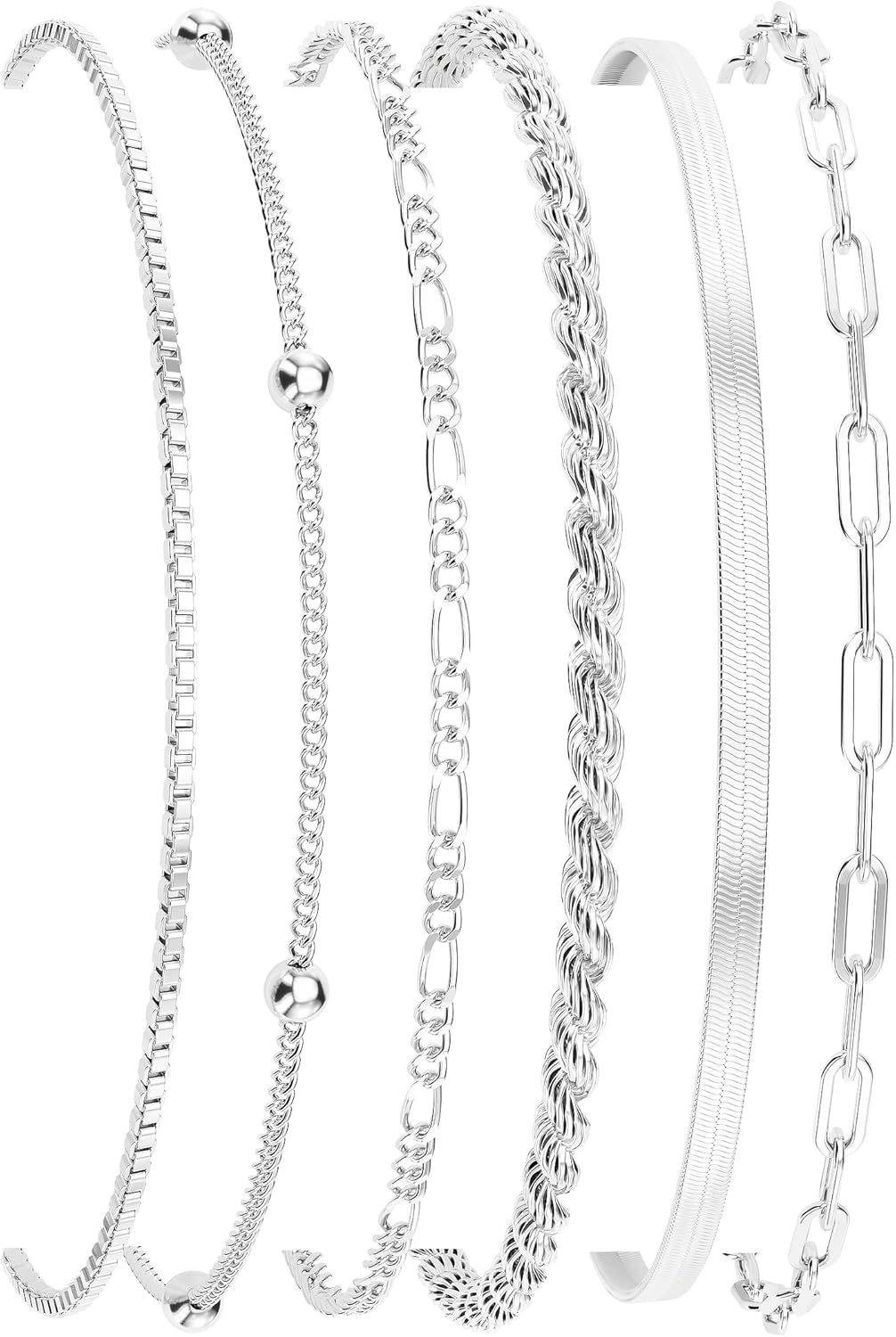 DEARMAY Gold Bracelets for Women Waterproof, 14K Gold Plated Stackable Jewelry Sets Non Tarnish Trendy Thin Dainty Cuban Link Paperclip Chain Bracelet Stack Fashion Accessories Gifts for Womens