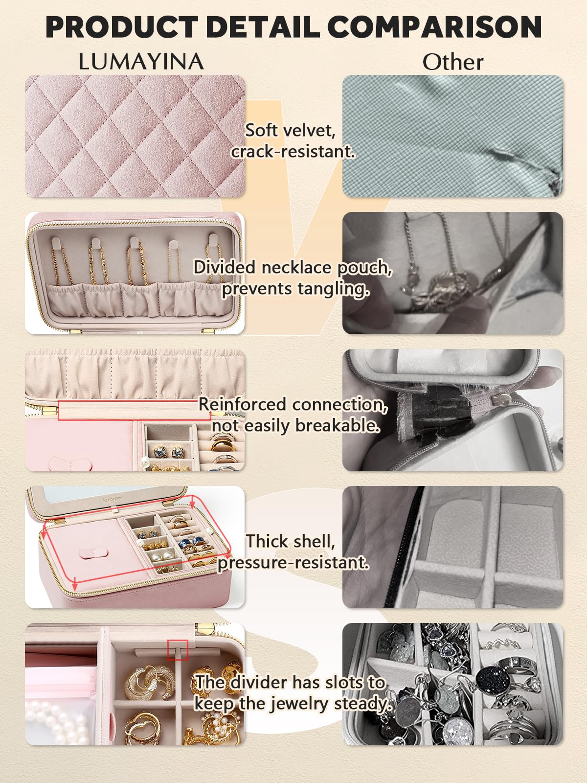 Velvet Travel Jewelry Box with Large Mirror, Double-Layer Jewelry Organizer Case for Women and Girls, Portable Storage Case with 6 Anti-Tarnish Bags Gift Ready for Her (Avocado Green)