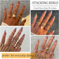 YEEZII 68 Pcs Gold Knuckle Rings Set for Women, Stackable Boho Joint Finger Midi Rings Silver Hollow Carved Crystal Stacking Ring Pack for Gift