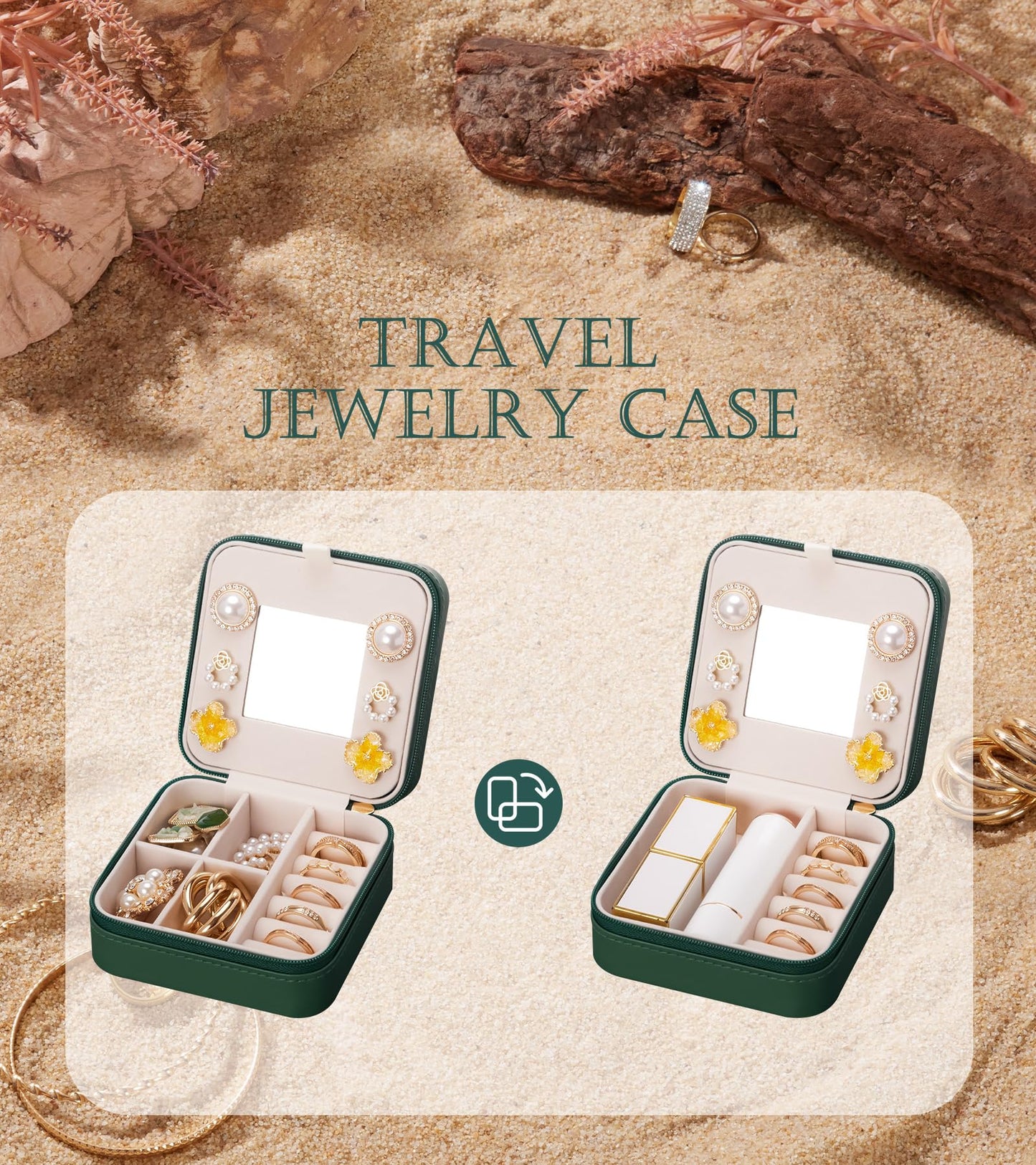 Enthralite Travel Jewelry Box for Girls: Traveling Ring Case Gift for Women - Mini Organizer for Necklaces Earrings White A