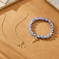 Bow Bracelet Necklace Set 14K Gold Beaded Bracelet Dainty Bow Pendant Choker Jewelry Gift Set