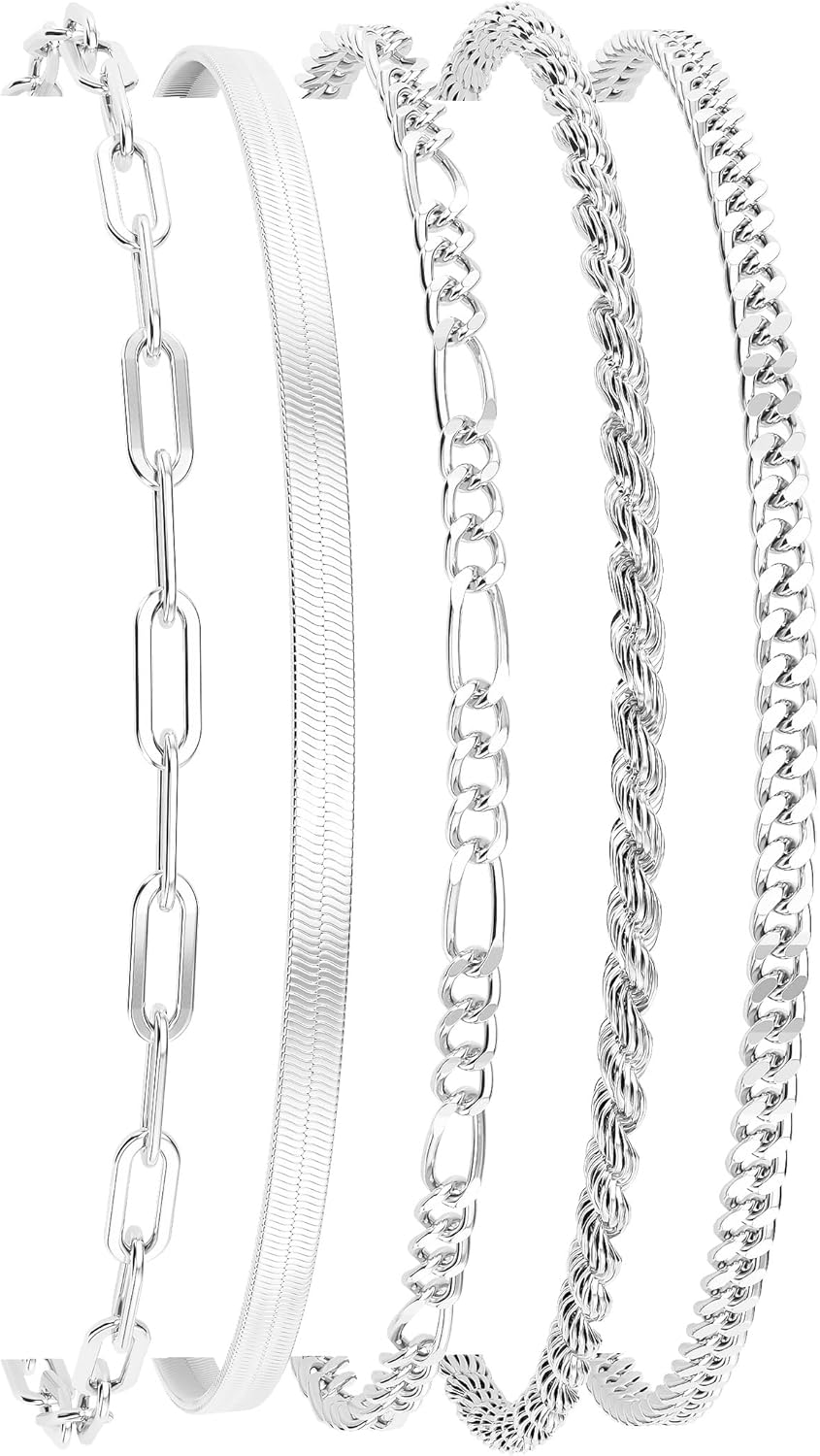 DEARMAY Gold Bracelets for Women Waterproof, 14K Gold Plated Stackable Jewelry Sets Non Tarnish Trendy Thin Dainty Cuban Link Paperclip Chain Bracelet Stack Fashion Accessories Gifts for Womens