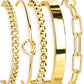 Gokeey Gold Bracelets Set for Women Non Tarnish, Waterproof 14K Gold Plated Sterling Silver Chunky Cuff Bracelet Stackable Gold Bangles Bracelet for Women Trendy Fashion Accessories Tie Knot Cuban Rope Paperclip Beaded Bracelet Stack Jewelry Mothers Day G