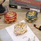 Hipiwe Vintage Metal Jewelry Box - Oval Trinket Organizer Ring Box Case with Rose Pattern Jewelry Storage Box for Ring Earrings Necklace, Gift for Women