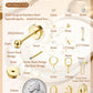 LOLIAS Flat Back Earrings for Women Hypoallergenic Surgical Steel Earrings for Sensitive Ears-20G Cartilage Earring Stacks 14K Gold Plated Hoops Flatback Stud Earring Sets for Multiple Piercing