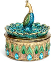 Bits and Pieces Peacock Jewelry Box for Women Small Keepsake Box with Peacock Figurine Lid - Decorative Boxes for Home Decor