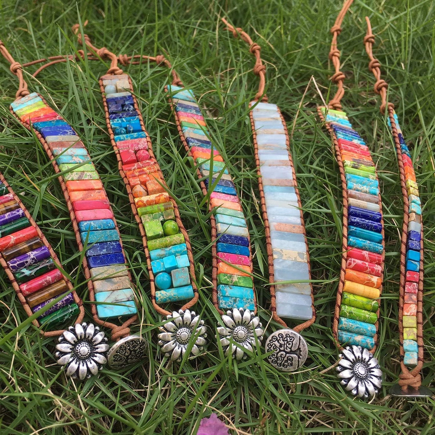 sedmart 7 Chakra Bracelets for Women with Real Stones Leather Wrap Healing Bead Bracelet Women Men Boho Friendship Jewelry