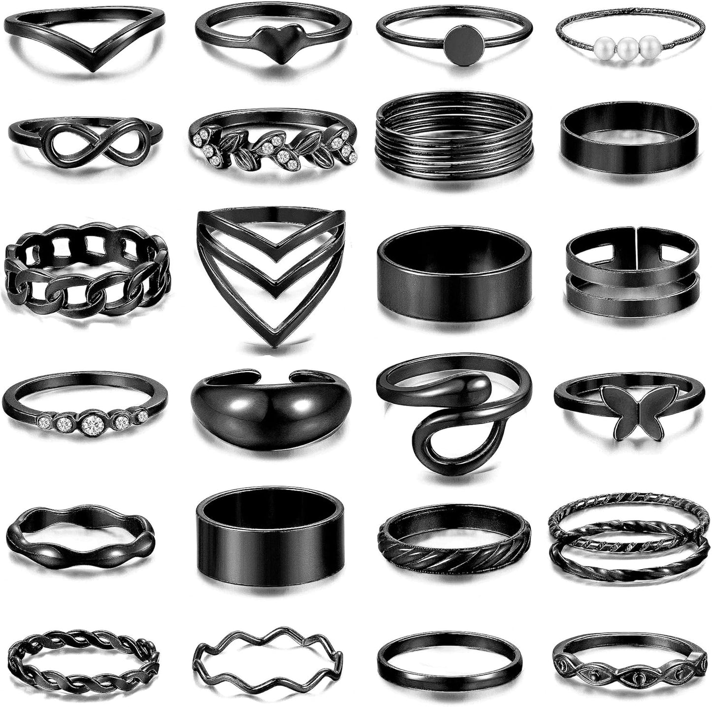 iF YOU 25 Pcs Gold Stackable Ring Set for Women, Chunky Knuckle Finger Midi Rings, Silver Simple Stacking Cute Rings Pack Trendy Stuff Jewelry Gift